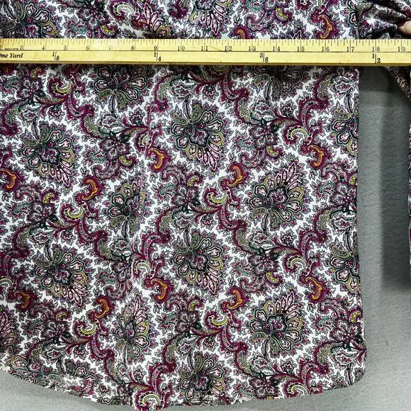 J. Crew Top Women's XS Multi Color Paisley Print Long Sleeve Business Casual - Picture 7 of 9